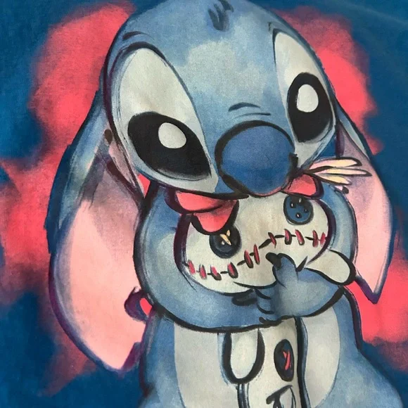 Disney Store Blue Stitch and Scrump T Shirt Women’s Size Large - Picture 6 of 8